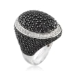 4.44 ct. t.w. Black Spinel and .70 ct. t.w. White Topaz Ring in Sterling Silver