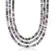 Multicolored Fluorite Three-Strand Necklace with Sterling Silver