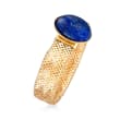 Italian 5x7mm Oval Lapis Mesh Stretch Ring in 14kt Yellow Gold