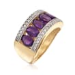2.20 ct. t.w. Amethyst and .40 ct. t.w. White Zircon Ring in 18kt Gold Over Sterling