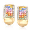 2.10 ct. t.w. Multicolored Sapphire and .22 ct. t.w. Diamond Drop Earrings in 18kt Gold 