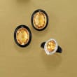 Black Onyx and 3.10 Carat Citrine Ring with .19 ct. t.w. Diamonds in 14kt Yellow Gold