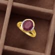 5.00 Carat Ruby Ring with Diamond Accents in 14kt Yellow Gold