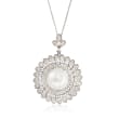 C. 2000 Vintage 13mm Cultured South Sea Pearl and 2.00 ct. t.w. Diamond Pendant Necklace in 14kt White Gold