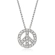 .10 ct. t.w. Diamond Peace Sign Pendant Necklace in 14kt White Gold