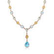 C. 1990 Vintage 32.20 ct. t.w. Multi-Gemstone and 4.74 ct. t.w. Diamond Y-Necklace in 18kt White Gold