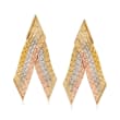 C. 1990 Vintage 14kt Tri-Colored Gold Fan Earrings