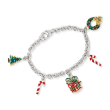 Italian Multicolored Enamel Christmas Charm Bracelet in Sterling Silver