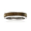 Men's 6mm Tungsten Carbide and Wood Center Wedding Ring
