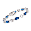 8.00 ct. t.w. Simulated Sapphire and 5.00 ct. t.w. CZ Bracelet in Sterling Silver