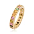 1.40 ct. t.w. Multicolored Tourmaline Eternity Band in 14kt Gold Over Sterling