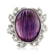 C. 1960 Vintage 13.00 Carat Amethyst and .25 ct. t.w. Diamond Cocktail Ring in Platinum