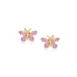 Child's Simulated Pink Sapphire Butterfly Earrings in 14kt Yellow Gold