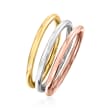 14kt Tri-Colored Gold Jewelry Set: Three Polished Rings