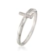 Diamond Accent Mini Initial &quot;L&quot; Ring in Sterling Silver
