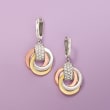 .62 ct. t.w. Diamond Triple-Drop Earrings in 14kt Tri-Colored Gold 