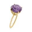 4.50 Carat Amethyst Rope Twist Ring in 14kt Yellow Gold