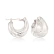 14kt White Gold Puffed Dome Hoop Earrings