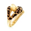 Italian Leopard-Print Enamel Link Ring in 18kt Gold Over Sterling