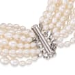 4-9mm Cultured Pearl Multi-Strand Necklace with Sterling Silver
