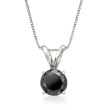 1.00 Carat Black Diamond Solitaire Necklace in 14kt White Gold