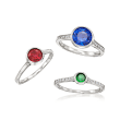 2.70 ct. t.w. Simulated Multi-Gemstone and .10 ct. t.w. CZ Jewelry Set: Three Rings in Sterling Silver