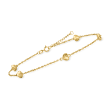 14kt Yellow Gold Heart Station Anklet