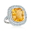 7.00 Carat Citrine and 1.50 ct. t.w. Sky Blue Topaz Ring in Sterling Silver