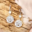 6.5-7.5mm Cultured Pearl and Sterling Silver Sand Dollar Drop Earrings