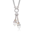 Phillip Gavriel &quot;Popcorn&quot; 9-9.5mm Cultured Pearl Lariat Necklace in Sterling Silver and 14kt Gold