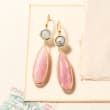 Italian Pink Chalcedony and Labradorite Drop Earrings in 18kt Yellow Gold 