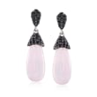 Rose Quartz and 2.40 ct. t.w. Black Spinel Drop Earrings in Sterling Silver