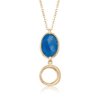 5.50 Carat Blue Quartz and Open Circle Pendant Necklace in 14kt Yellow Gold