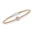 ALOR &quot;Shades of Alor&quot; Carnation Stainless Steel Cable Bracelet with Diamond-Accented Station in 18kt White and Rose Gold 