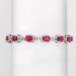 9.10 ct. t.w. Ruby Bracelet with Diamond Accents in Sterling Silver