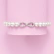 6mm Cultured Pearl Infinity Symbol Stretch Bracelet with Diamond Accents in Sterling Silver