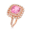 2.90 Carat Pink Topaz and .40 ct. t.w. White Sapphire Ring with .12 ct. t.w. Diamonds in 14kt Rose Gold
