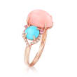 Pink Opal, Turquoise and .21 ct. t.w. Mixed Gemstone Ring in 14kt Rose Gold