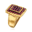 1.50 ct. t.w. Ruby Square-Shaped Ring in 18kt Yellow Gold Over Sterling Silver