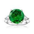 6.25 Carat Simulated Emerald and 1.50 ct. t.w. CZ Ring in Sterling Silver