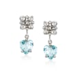 C. 1970 Vintage 4.30 ct. t.w. Aquamarine Heart Drop Earrings with Diamond Accents in 14kt White Gold