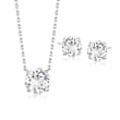 Jewelry Set: White Swarovski Crystal  Necklace and Earrings in Sterling Silver