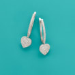 1.00 ct. t.w. Pave Diamond Heart Earrings in Sterling Silver
