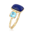 Lapis and 1.10 ct. t.w. Blue Topaz Ring in 14kt Yellow Gold