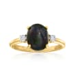 Simulated Black Opal Ring with .10 ct. t.w. White Zircon in 18kt Gold Over Sterling