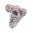 Andrea Candela Rose Quartz and 1.50 ct. t.w. Pink and Purple Amethyst Ring in Sterling Silver and 18kt Gold