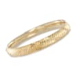 14kt Gold Over Sterling Silver Diagonal Stripe Bangle Bracelet