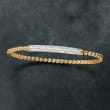 1.00 ct. t.w. Pave Diamond Beaded Bangle Bracelet in 14kt Yellow Gold