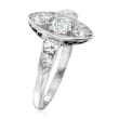 C. 1950 Vintage .80 ct. t.w. Diamond Navette Ring in Platinum