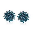.75 ct. t.w. Blue Diamond Cluster Earrings in Sterling Silver